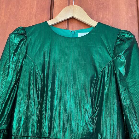 Pomander Place Emerald Crinkle Lurex Lillith Dress Maxi Green Size Small NEW - Picture 3 of 11